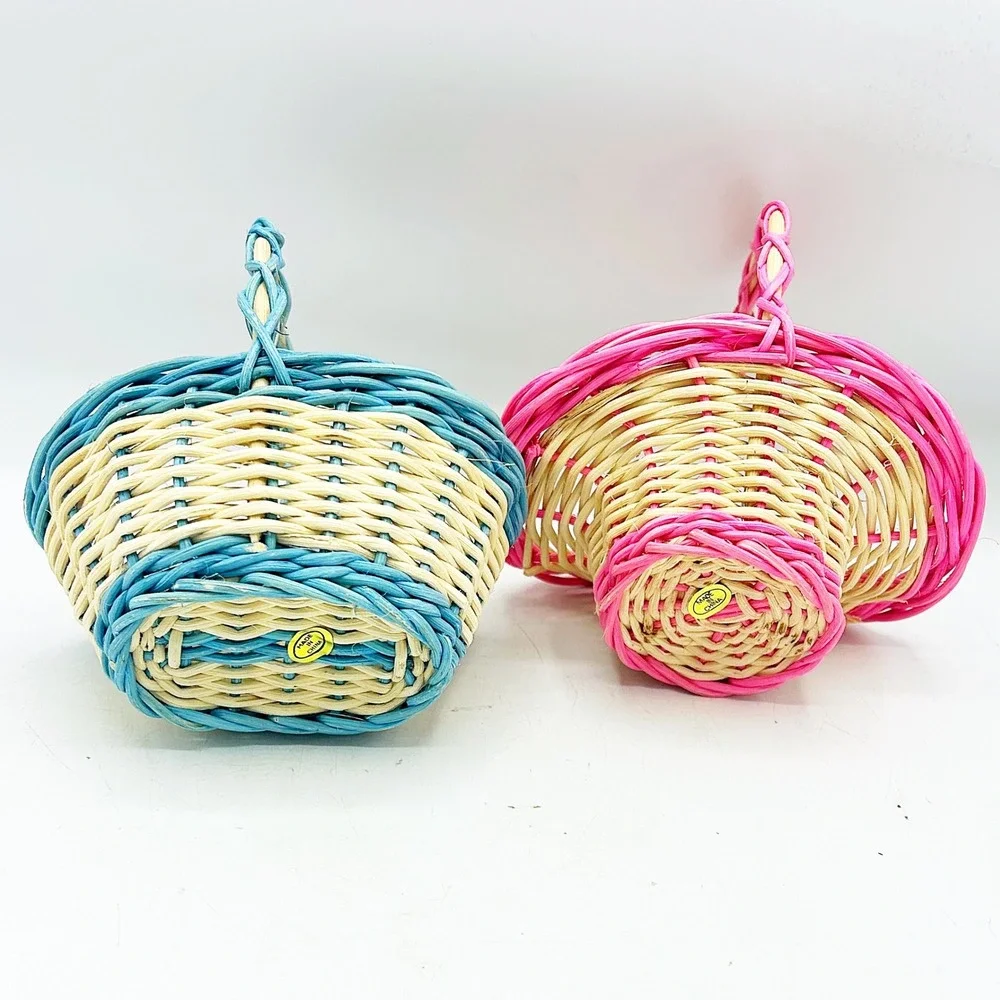 Set of 2 Mini Wicker Easter Baskets Pink Blue
